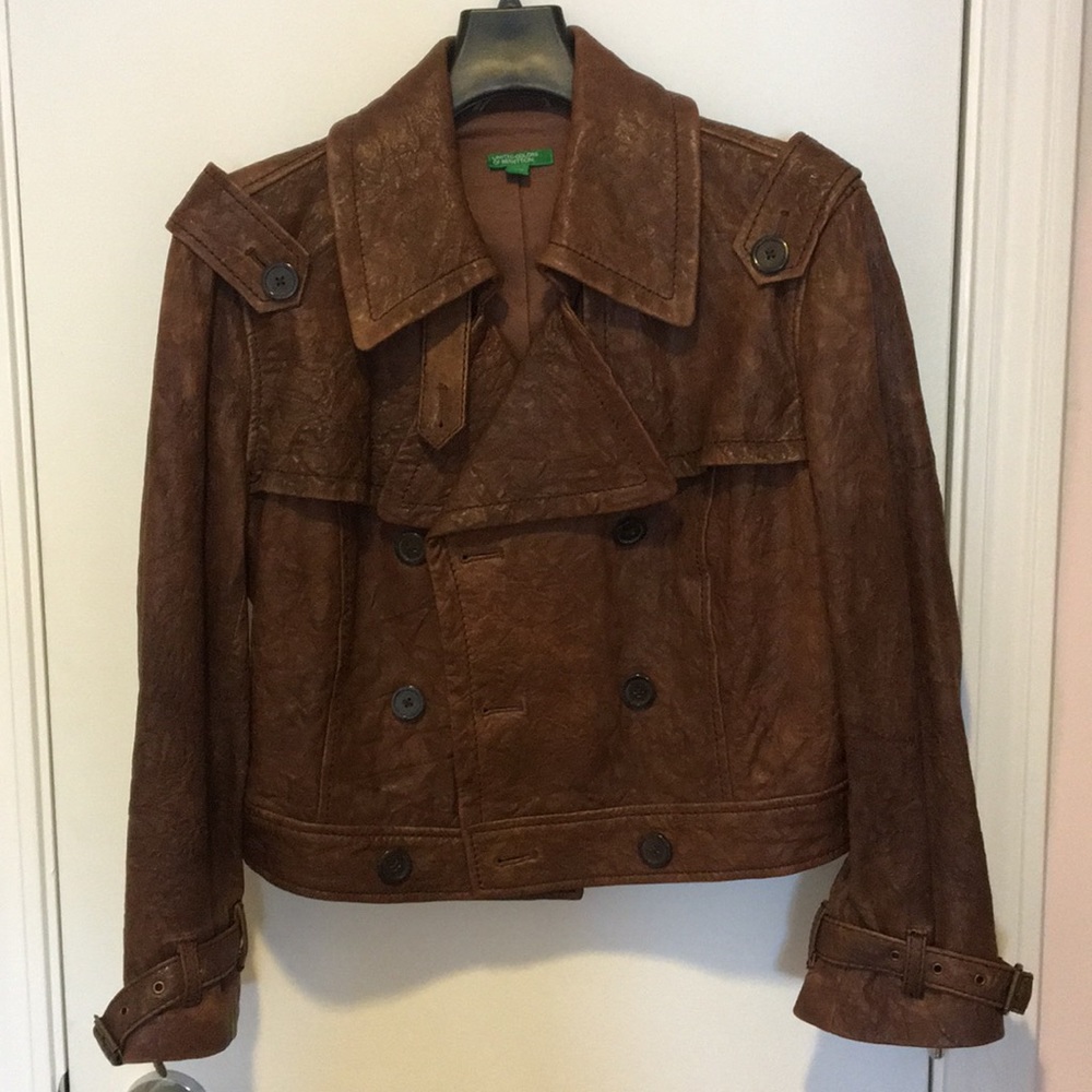 Brown leather jacket